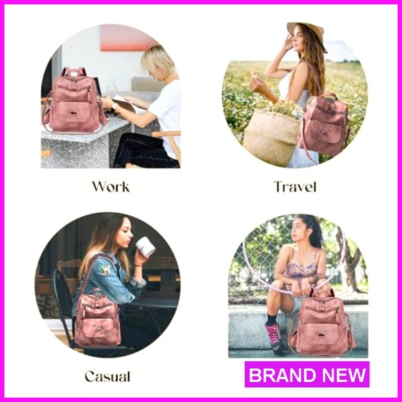 Small Leather Waterproof Anti-Theft Backpack Purse for Women